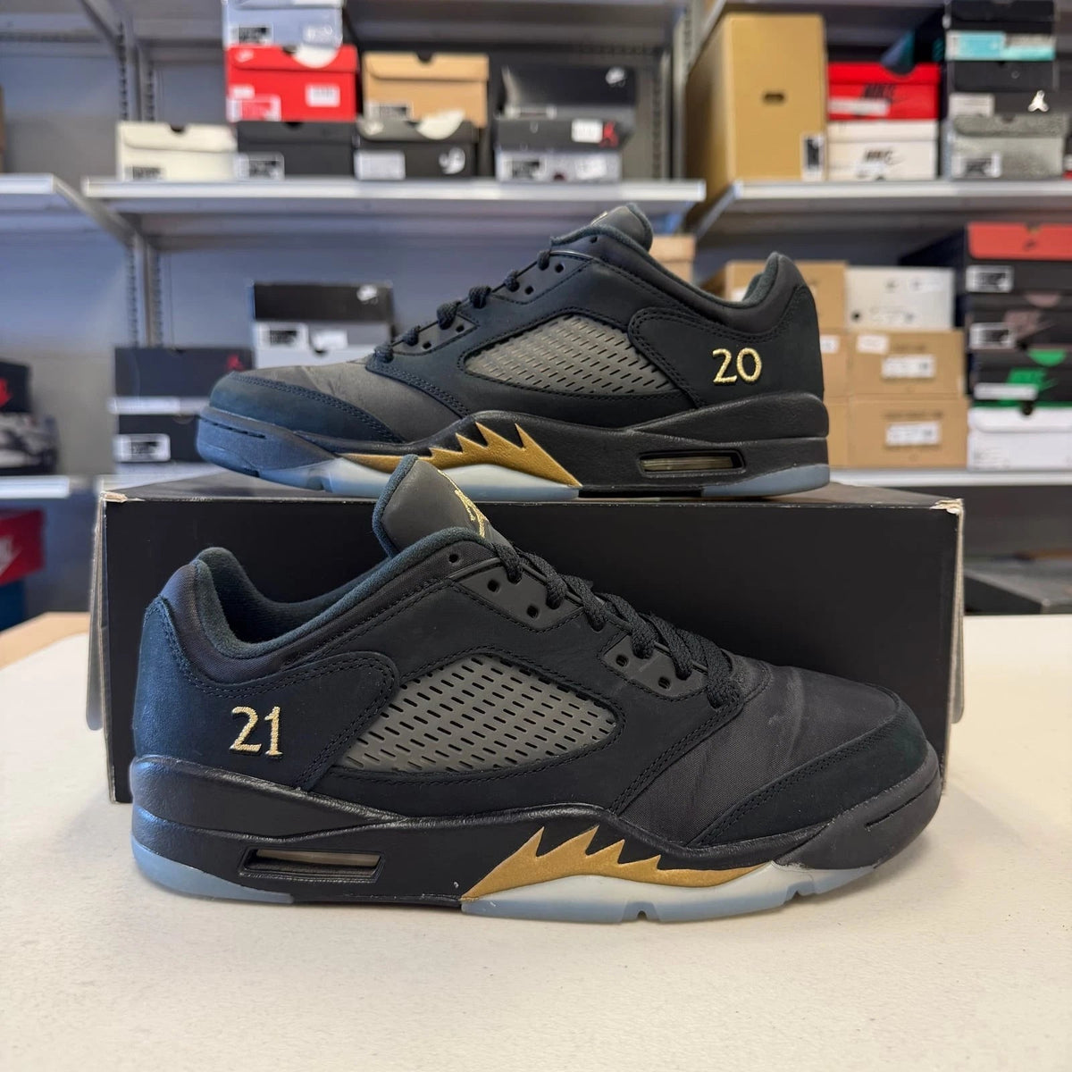 Air Jordan 5 Retro Low Wings Black Metallic Gold - Shoe Boxs