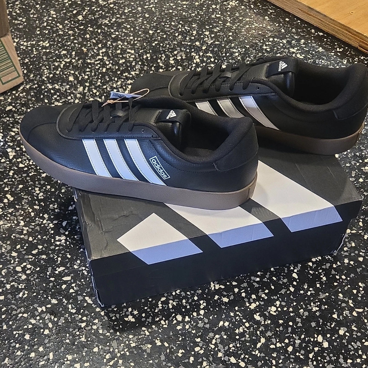 Adidas VL Court 3.0 Black/White Gum Low Top Leather Lace Up