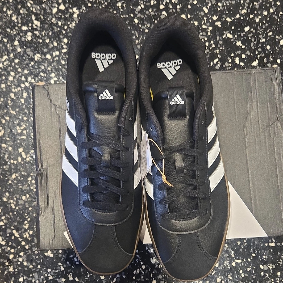 Adidas VL Court 3.0 Black/White Gum Low Top Leather Lace Up