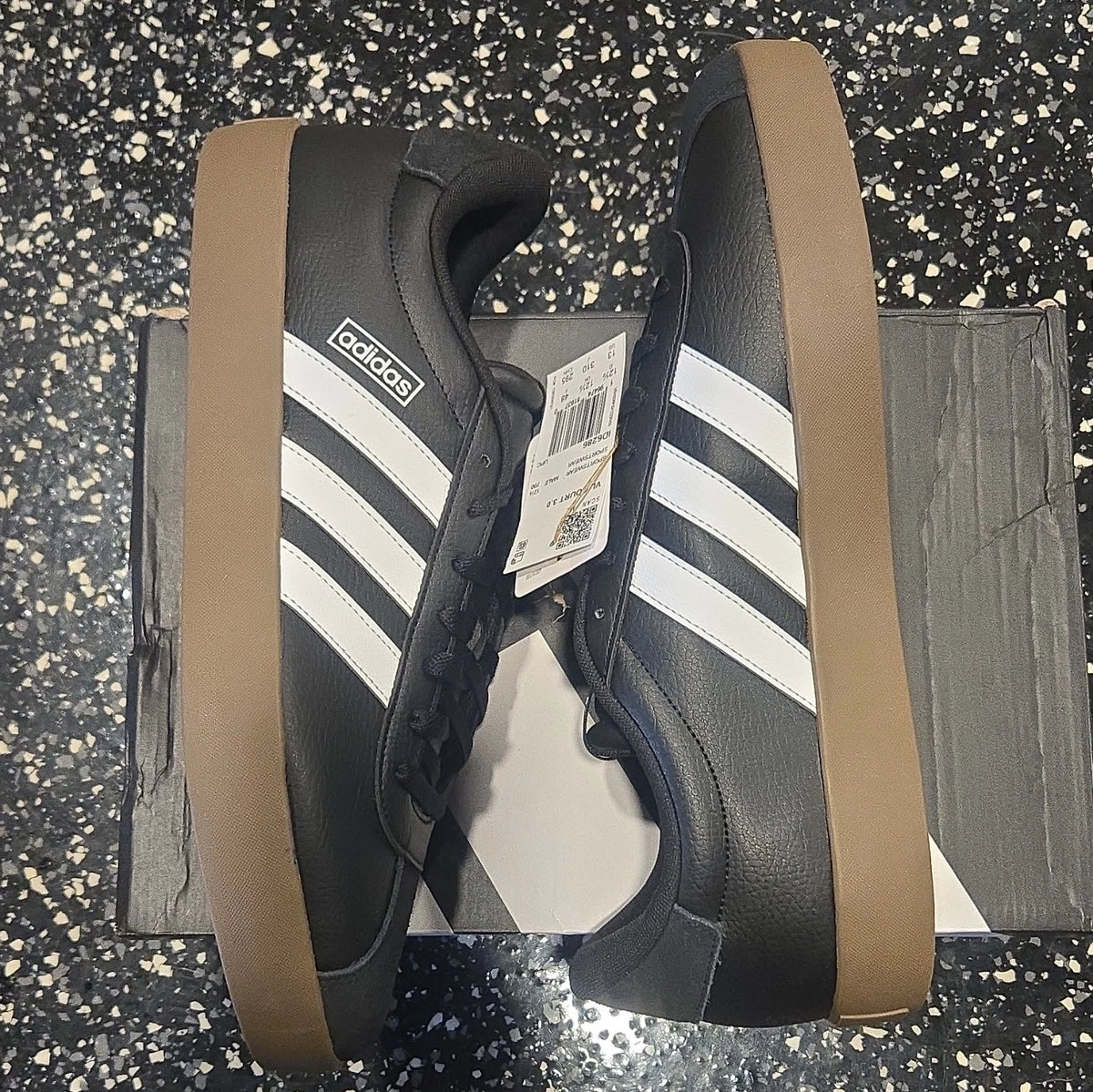 Adidas VL Court 3.0 Black/White Gum Low Top Leather Lace Up